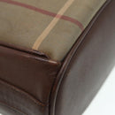 Burberrys Nova Check Shoulder Bag Canvas Leather Brown Gold Auth bs16917-16