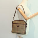 Burberrys Nova Check Shoulder Bag Canvas Leather Brown Gold Auth bs16917-21