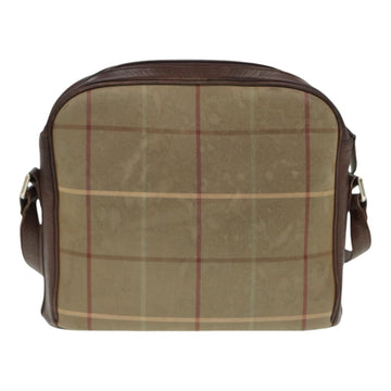 Burberrys Nova Check Shoulder Bag Canvas Leather Brown Gold Auth bs16917 - 0