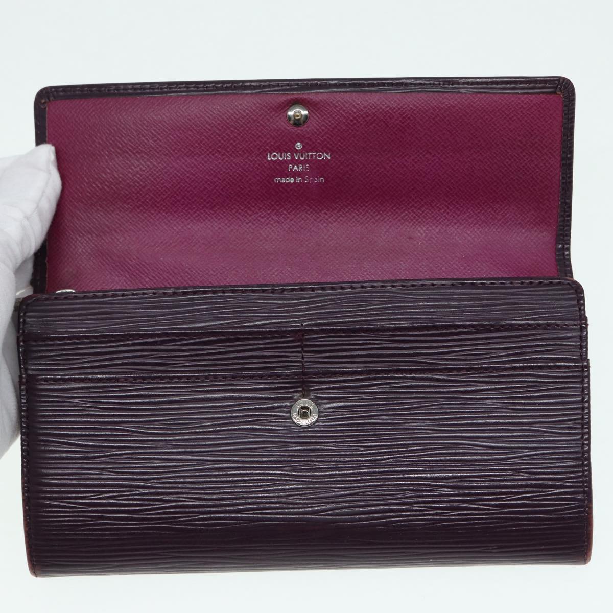 LOUIS VUITTON Epi Portefeiulle Sarah Wallet Purple Cassis M6374K LV Auth bs16923