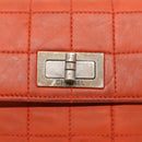 CHANEL Choco Bar Clutch Bag Lamb Skin Orange CC Auth bs16924-8