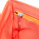 CHANEL Choco Bar Clutch Bag Lamb Skin Orange CC Auth bs16924-20