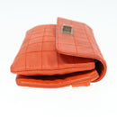 CHANEL Choco Bar Clutch Bag Lamb Skin Orange CC Auth bs16924-3