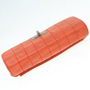 CHANEL Choco Bar Clutch Bag Lamb Skin Orange CC Auth bs16924-5