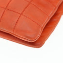 CHANEL Choco Bar Clutch Bag Lamb Skin Orange CC Auth bs16924-7