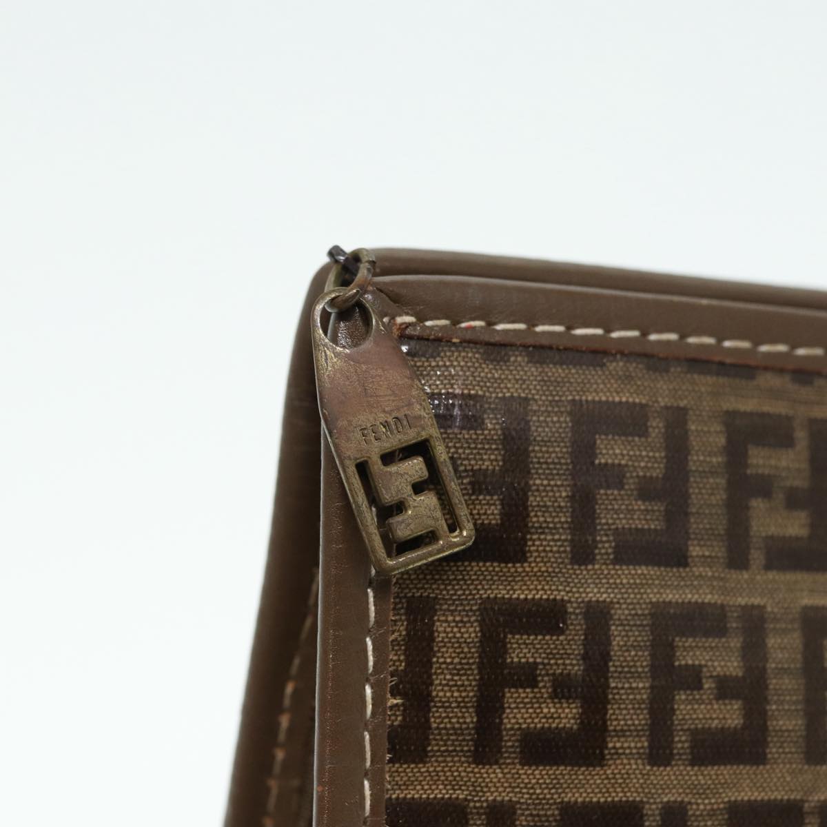 FENDI Zucchino Canvas Pouch Brown Auth bs16934