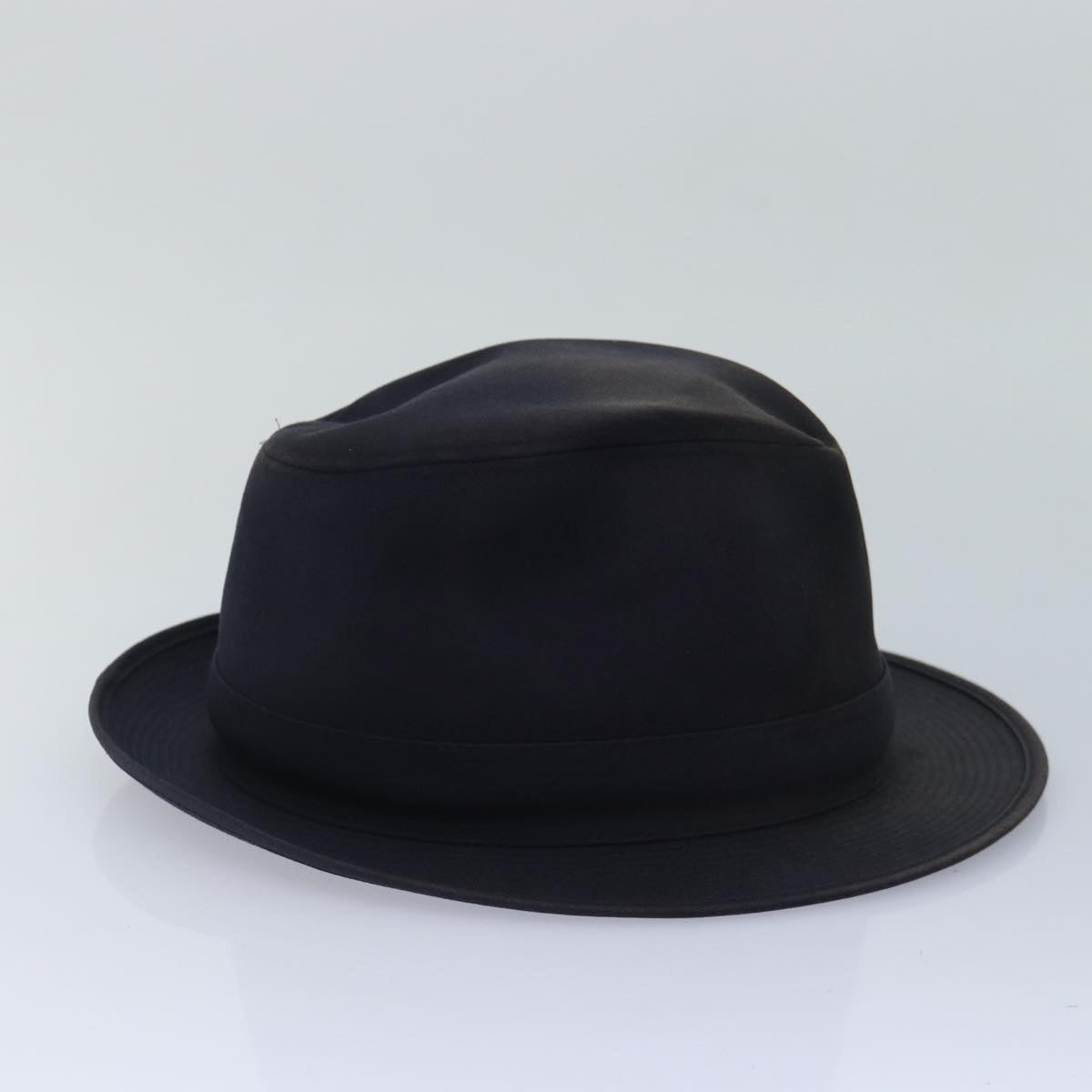 HERMES Hat Canvas 59 Black Auth bs16938