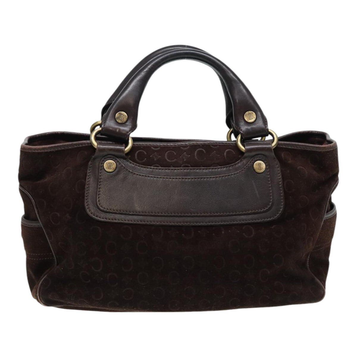 CELINE C Macadam Canvas Boogie bag Hand Bag Suede Leather Brown Auth bs16955 - 0