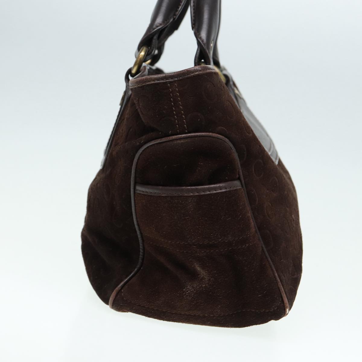 CELINE C Macadam Canvas Boogie bag Hand Bag Suede Leather Brown Auth bs16955