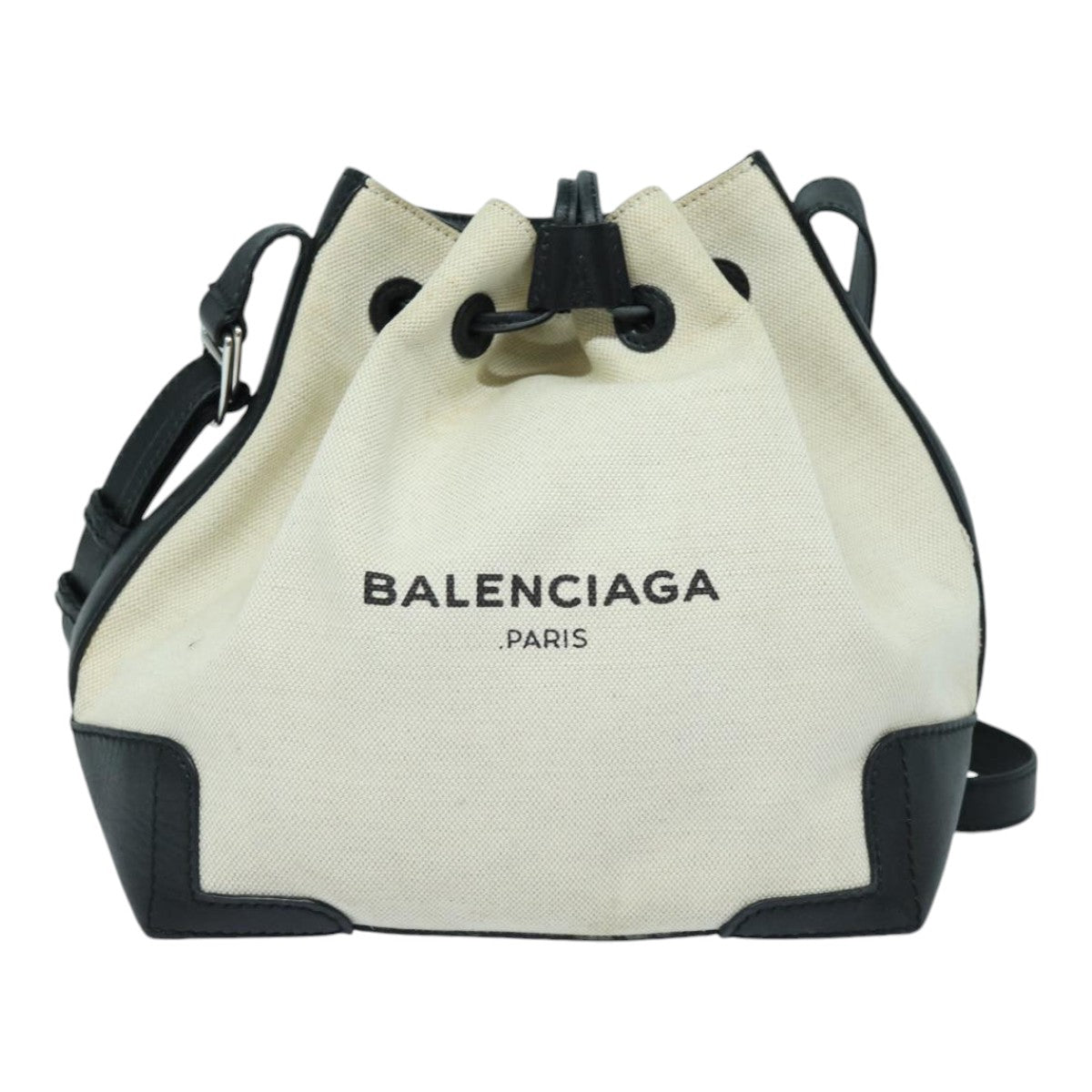 BALENCIAGA Shoulder Bag Canvas Leather White Black Silver 409000 Auth bs16959 - 0