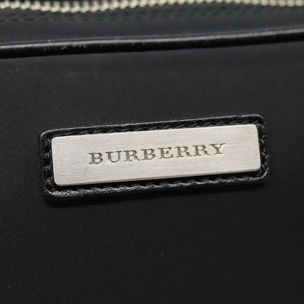 BURBERRY Second Bag Nylon Leather Black Silver Auth bs16972