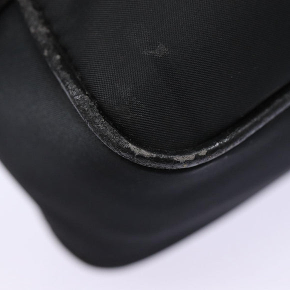 BURBERRY Second Bag Nylon Leather Black Silver Auth bs16972