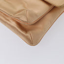 CHANEL Chain Shoulder Bag Satin Beige Silver CC Auth bs16982-14