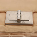 CHANEL Chain Shoulder Bag Satin Beige Silver CC Auth bs16982-18