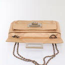 CHANEL Chain Shoulder Bag Satin Beige Silver CC Auth bs16982-19