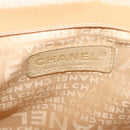 CHANEL Chain Shoulder Bag Satin Beige Silver CC Auth bs16982-20