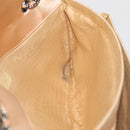 CHANEL Chain Shoulder Bag Satin Beige Silver CC Auth bs16982-21