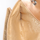 CHANEL Chain Shoulder Bag Satin Beige Silver CC Auth bs16982-22