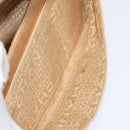 CHANEL Chain Shoulder Bag Satin Beige Silver CC Auth bs16982-23