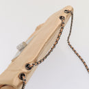 CHANEL Chain Shoulder Bag Satin Beige Silver CC Auth bs16982-6