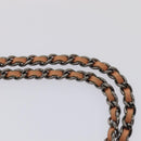 CHANEL Chain Shoulder Bag Satin Beige Silver CC Auth bs16982-8