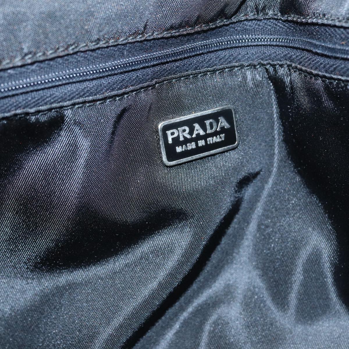 PRADA Pouch Nylon Black Silver Auth bs16987