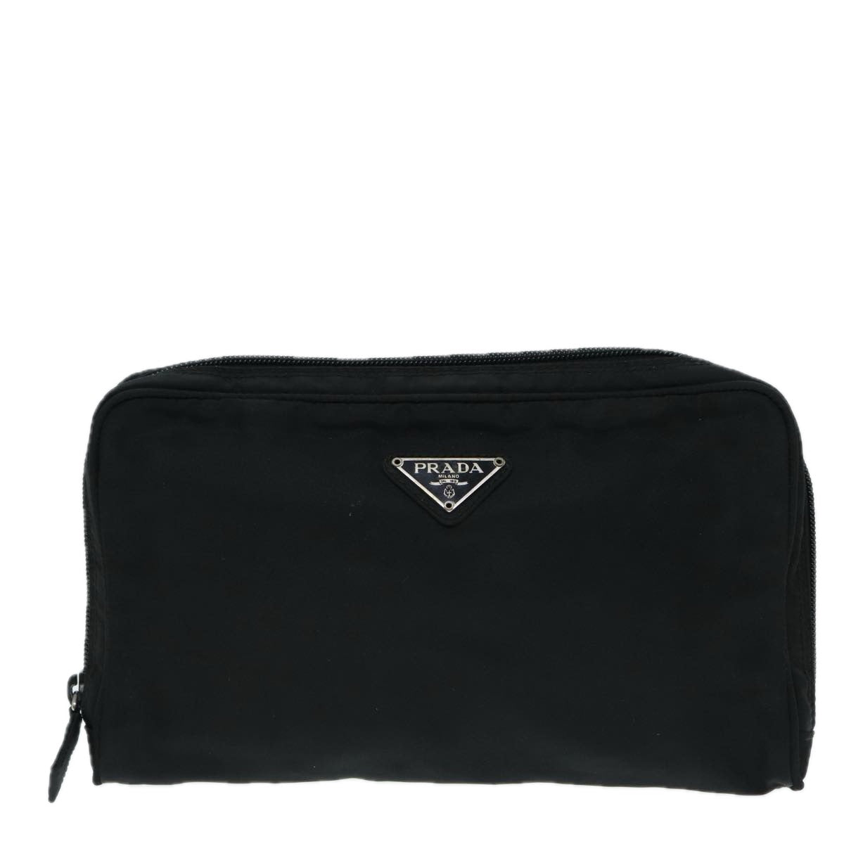 PRADA Pouch Nylon Black Silver Auth bs16987 - 0