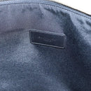 SAINT LAURENT Clutch Bag PVC Dark Brown Gold Auth bs16997-10