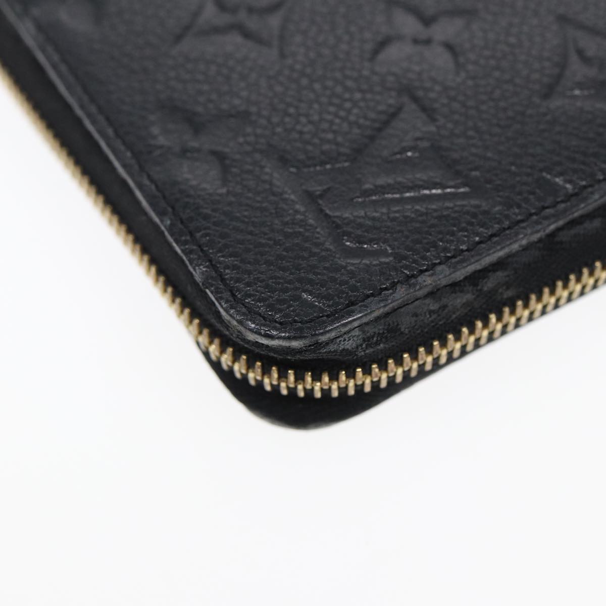 LOUIS VUITTON Monogram Empreinte Zippy Wallet Black M61864 LV Auth bs17004