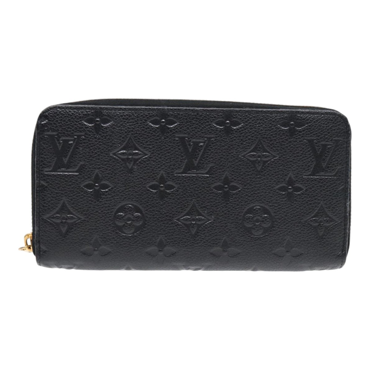 LOUIS VUITTON Monogram Empreinte Zippy Wallet Black M61864 LV Auth bs17004