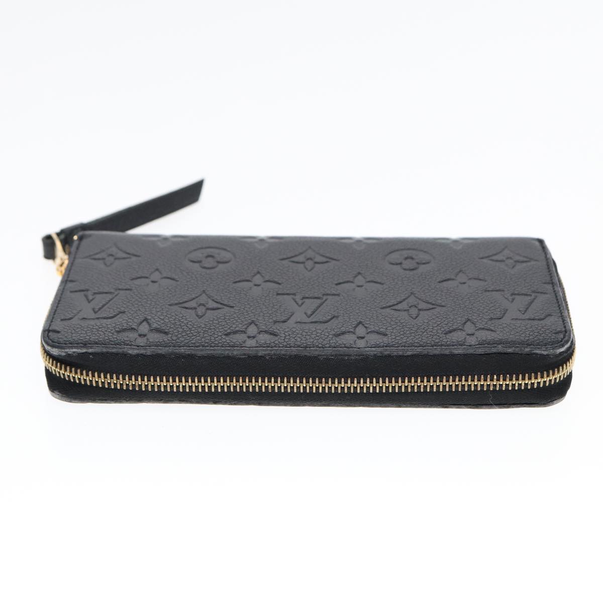 LOUIS VUITTON Monogram Empreinte Zippy Wallet Black M61864 LV Auth bs17004