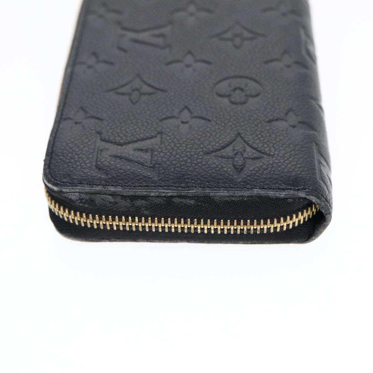 LOUIS VUITTON Monogram Empreinte Zippy Wallet Black M61864 LV Auth bs17004