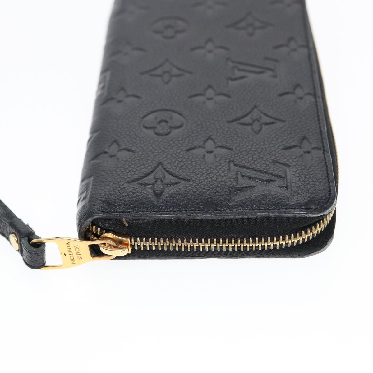 LOUIS VUITTON Monogram Empreinte Zippy Wallet Black M61864 LV Auth bs17004