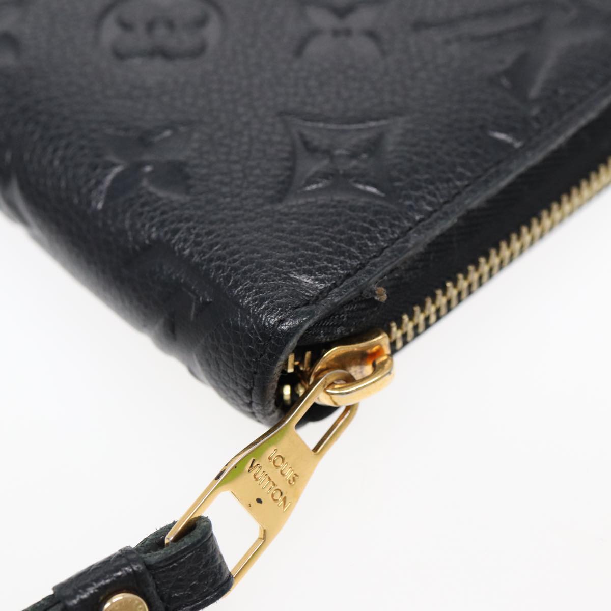 LOUIS VUITTON Monogram Empreinte Zippy Wallet Black M61864 LV Auth bs17004