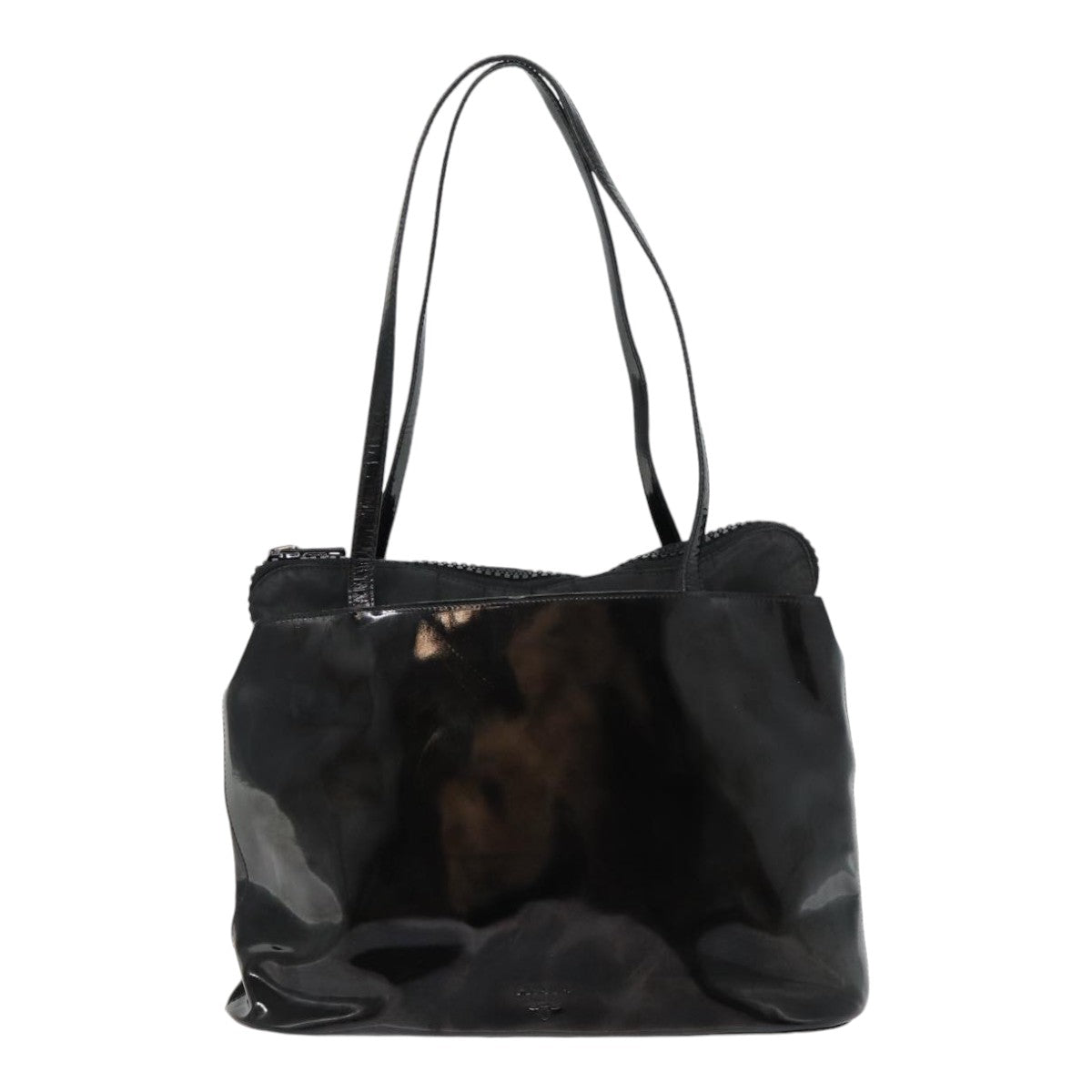 PRADA Tote Bag Enamel Black Auth bs17012 - 0