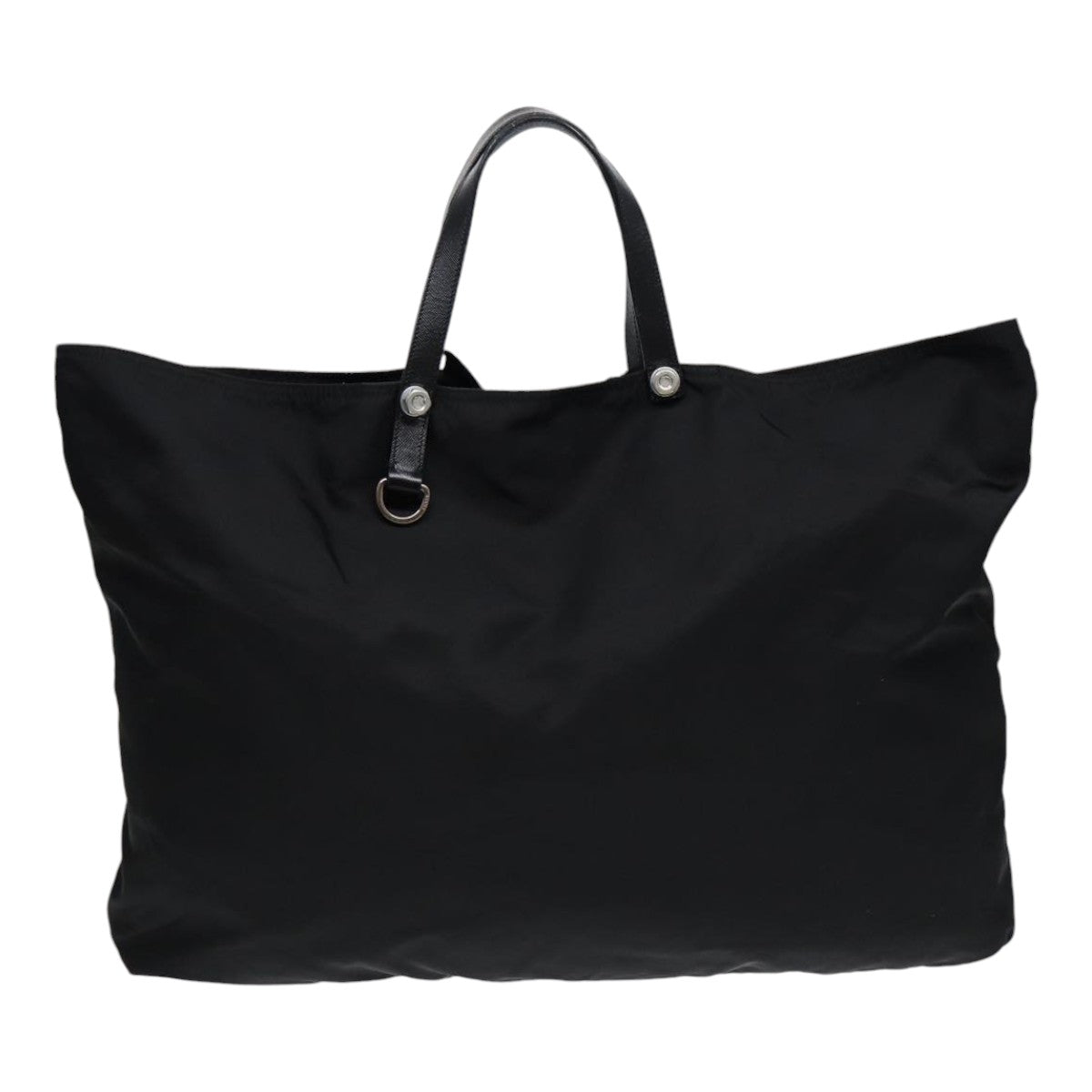 PRADA Tote Bag Nylon Black Silver Auth bs17013