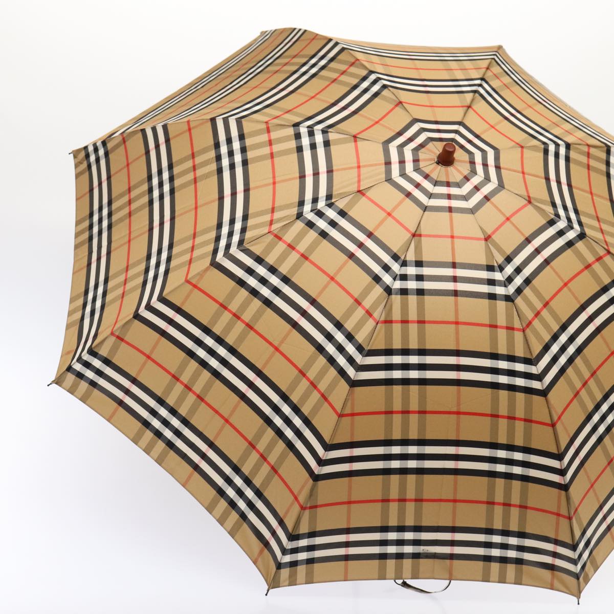 Burberrys Nova Check Umbrella Nylon Beige Gold Auth bs17024 - 0