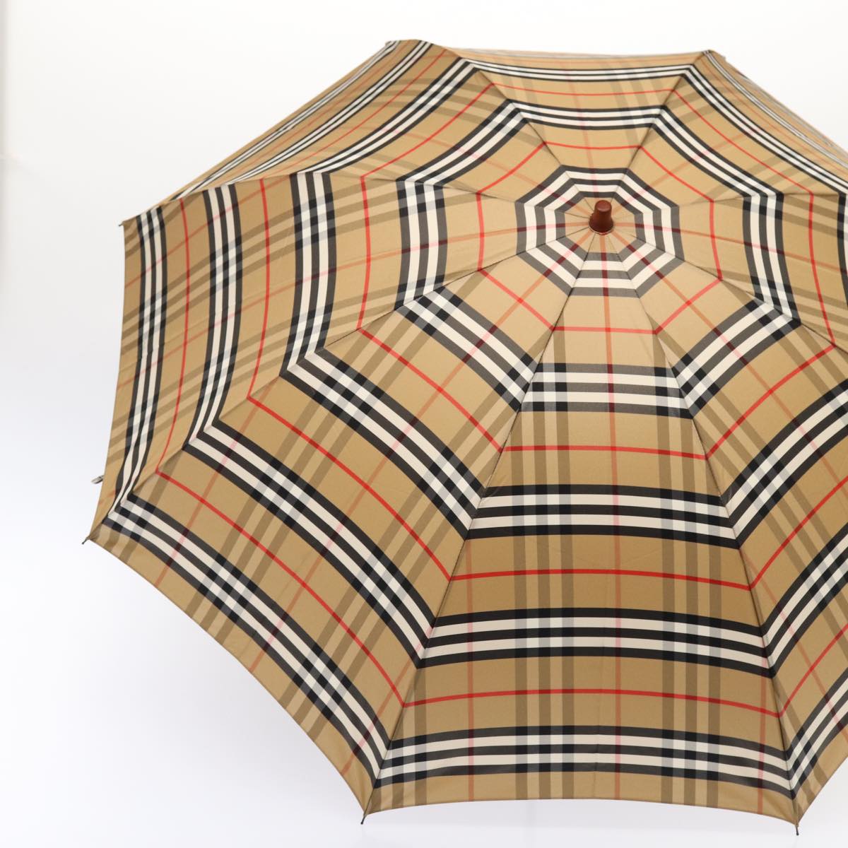 Burberrys Nova Check Umbrella Nylon Beige Gold Auth bs17024