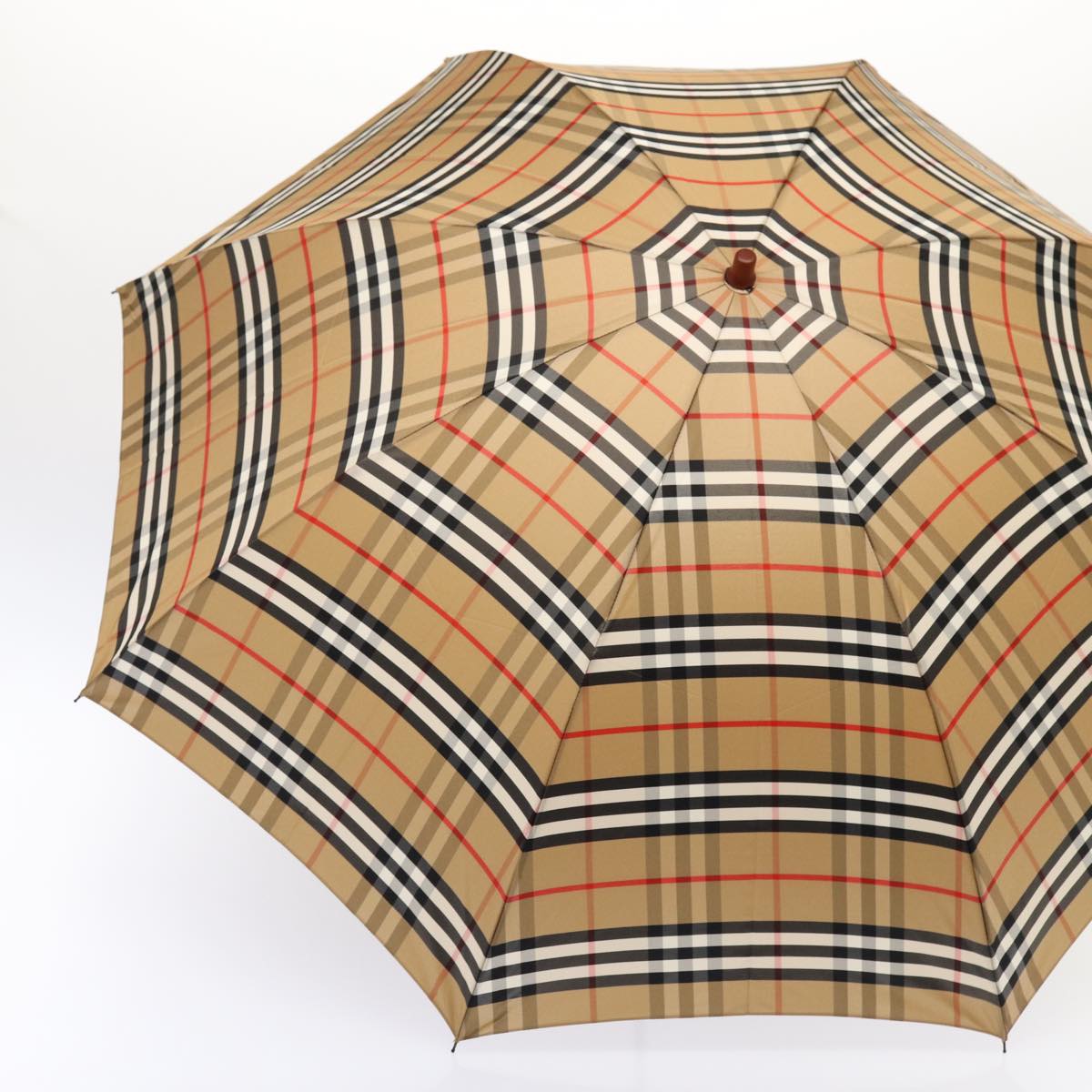 Burberrys Nova Check Umbrella Nylon Beige Gold Auth bs17024