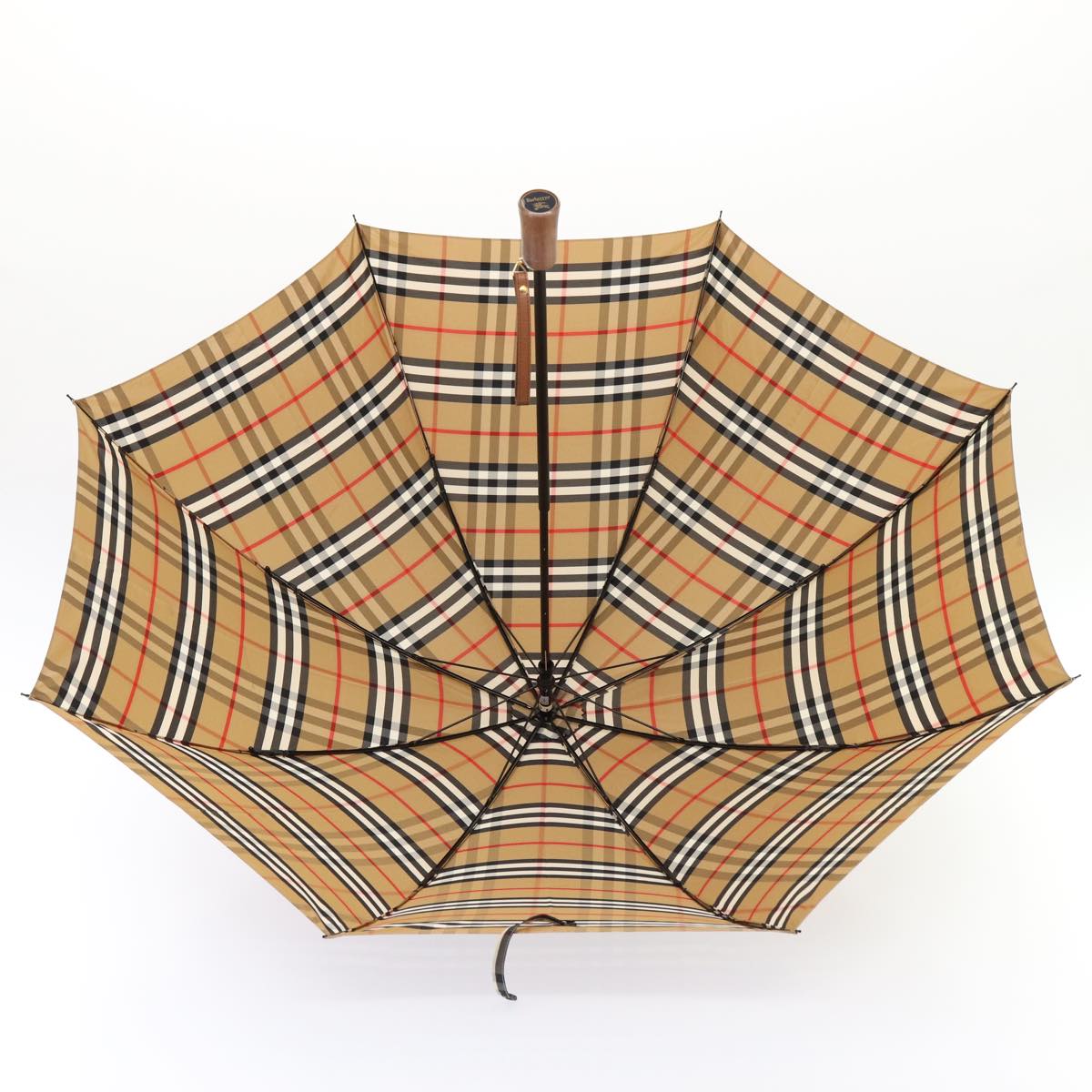 Burberrys Nova Check Umbrella Nylon Beige Gold Auth bs17024