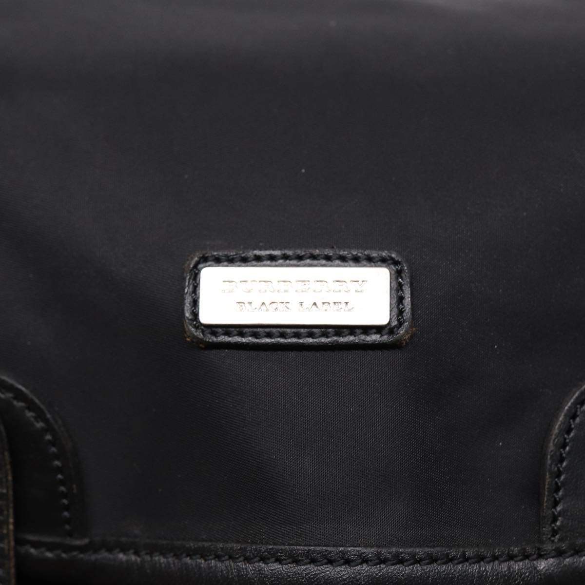 BURBERRY Nova Check Black label Shoulder Bag Nylon Black Silver Auth bs17031