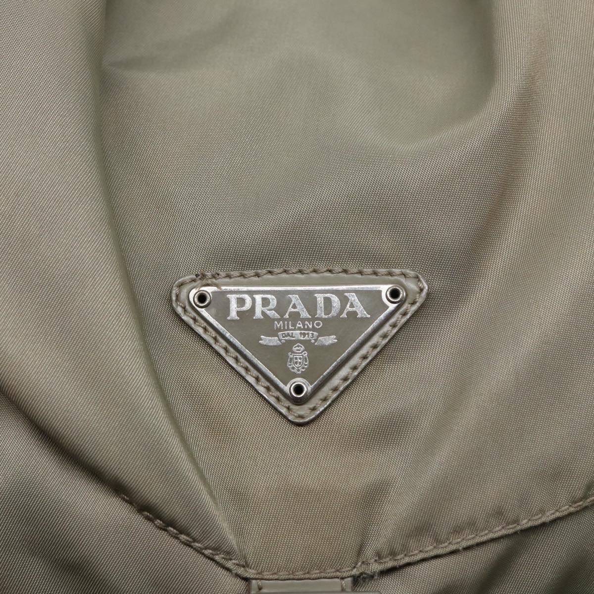 PRADA Backpack Nylon Beige Silver Auth bs17050