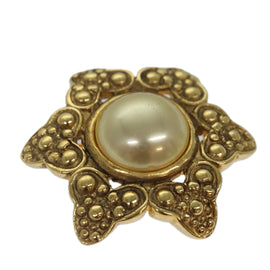 CHANEL Brooch Metal Gold Tone CC Auth bs17053V