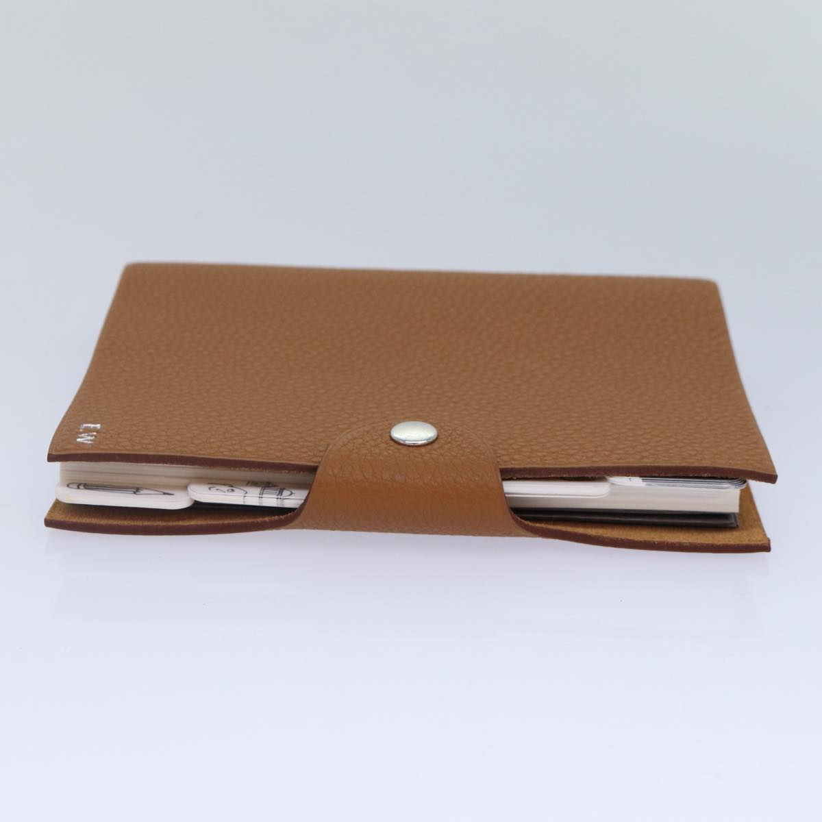 HERMES Yuris PM Day Planner Cover Leather Brown Silver Auth bs17075