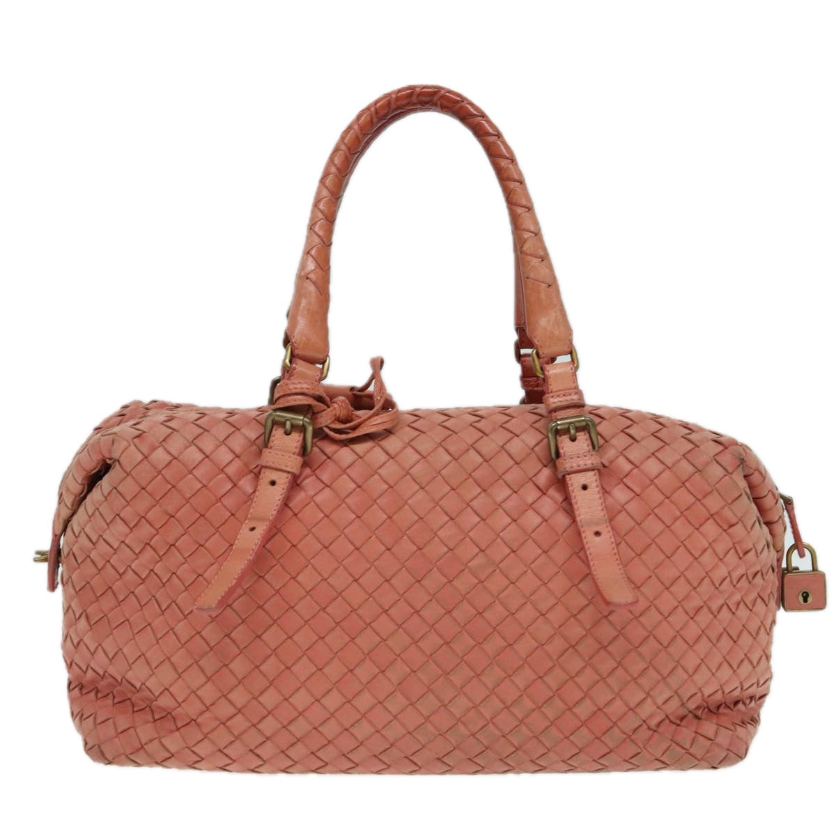 BOTTEGA VENETA INTRECCIATO Hand Bag Leather Pink Gold 173398 Auth bs17093