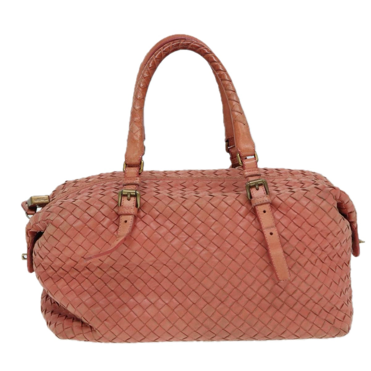 BOTTEGA VENETA INTRECCIATO Hand Bag Leather Pink Gold 173398 Auth bs17093 - 0