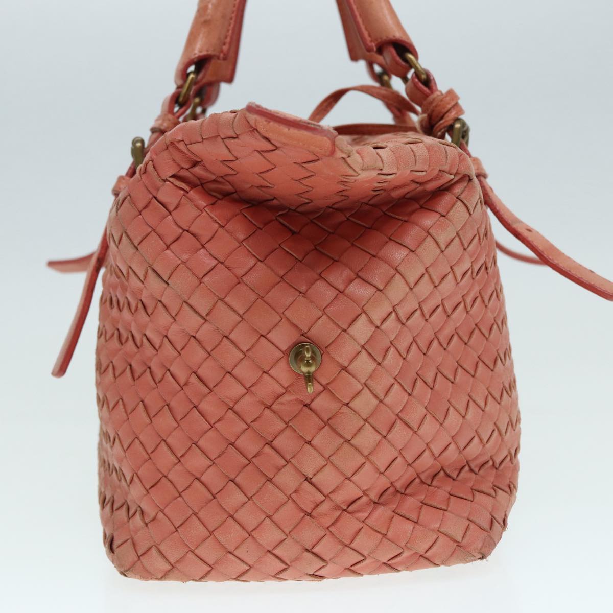 BOTTEGA VENETA INTRECCIATO Hand Bag Leather Pink Gold 173398 Auth bs17093