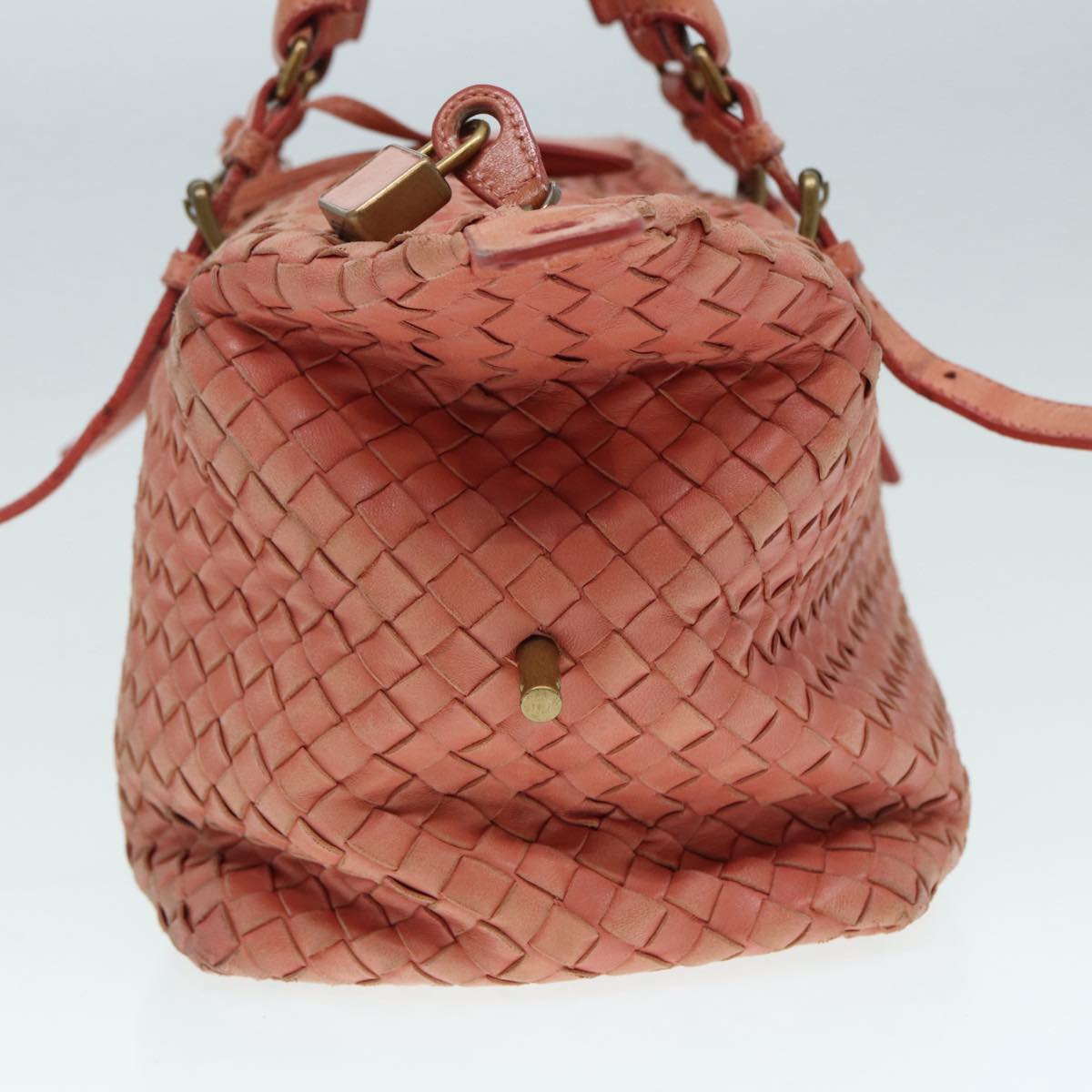 BOTTEGA VENETA INTRECCIATO Hand Bag Leather Pink Gold 173398 Auth bs17093