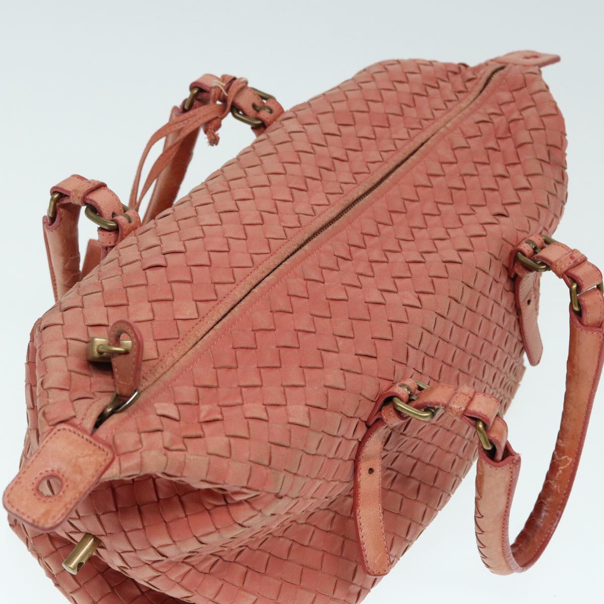 BOTTEGA VENETA INTRECCIATO Hand Bag Leather Pink Gold 173398 Auth bs17093