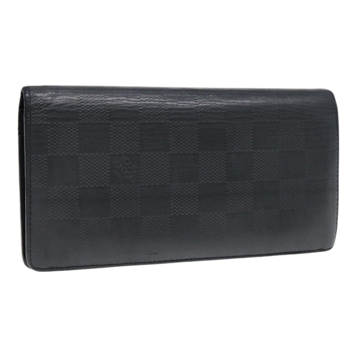 LOUIS VUITTON Damier Infini Portefeuille Brazza Wallet Black N63010 Auth bs17104